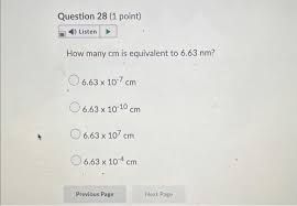Solved Question 28 1 Point Listen How Many Cm Is Chegg Com