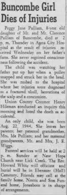 Obituary for Peggy Jane Pulliam (Aged 8)