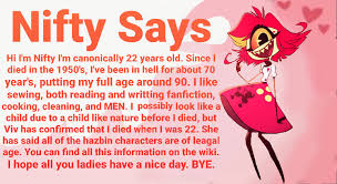She probalby has a lot of nifty. Nifty Has A Psa Message To Give Hazbinhotel