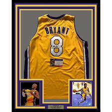Black And Yellow Lakers Jersey Big And Tall Nba Framed Jerseys Hall Of Fame Sports Memorabilia Kobe Bryant Bryant Framed Jersey