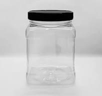 Plastic Storage Jar Square-Grip Clear PET 32oz