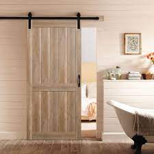 Rated 5 out of 5 stars. Masonite 36 In X 84 In 2 Panel Plank Sandy Brown Interior Sliding Barn Door Slab With Hardware Kit 17477 The Home Depot