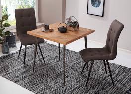 Eckige tische nutzen den platz besser als runde, da sie sich mit einer seite an die wand stellen lassen. Wohnling Esszimmertisch Lodi 80x76x80 Cm Massivholz Akazie Metall Industrial Esstisch Massiv Klein Kuchentisch Holztisch