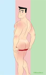 ass ass back muscles cartoon network caucasian caucasian male  dilf looking at viewer looking back male male only moonburn muscles  muscular muscular male powerpuff girls professor utonium pulling thong
