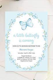 Blue Butterfly Baby Shower Invitation Etsy In 2021 Butterfly Baby Shower Invitations Baby Shower Invitations Etsy Butterfly Baby Shower