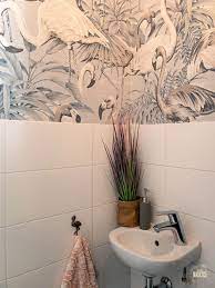 arte flamingo behang in ons toilet flamingo behang behang halletje toilet ontwerp
