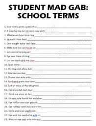 Student Mad Gab School Terms 50 Phrases Mad Gabs School Terms Student