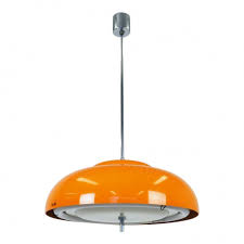Round fluorescent ceiling light fixture. Space Age Orange Pendant With Round Fluorescent Light Bulb 1970s 51161