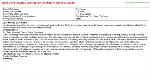 Easily write a cover letter by following our tips and sample cover letters. Inventory Application Letters