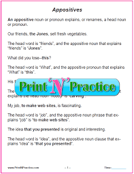Is careful to place his emphatic materials in independent clauses and his less emphatic materials in dependent ones: Simple Appositive Worksheets Examples Of Appositives And Phrases