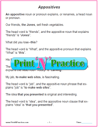 The monkey, a nimble animal , is often found in. Simple Appositive Worksheets Examples Of Appositives And Phrases