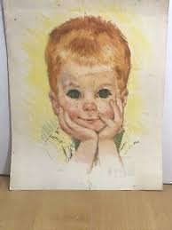 Vtg Frances hook? Northern Bath Tissue Child Portrait Drawing Red Hair