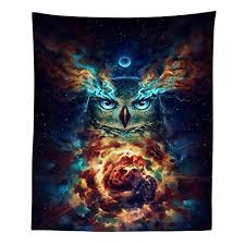If you need to hang something on the wall, this is how to do it. Boyouth Boyouth Tapestry Wall Hanging Psychedelic Colorful Owl Under Moonlight Picture Digital Print Wall Tapestry Art Home Decorations
