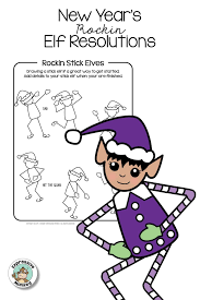 New Year S Resolution Writing Dancing Elf Drawing Art Activities For Kids Elf Drawings Art Lessons Elementary