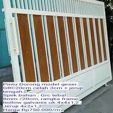 🔩 kontruksi besi, atap baja ringan, plaffon, alumunium 🏠 area jabodetabek ☎telp/sms : Pembuatan Pintu Pagar Dorong Minimalis Variasi Motif Serat Kayu Grc Rangka Galvanis Shopee Indonesia