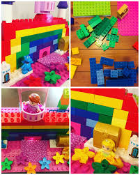 Make A Rainbow Castle With Lego Duplo Blocks Lego Activities Preschool Craft Activities Color Sorting Activities