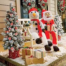 Stuffable Santa Claus Snowman Outdoor Porch Decoration Exterior Christmas Decorations Outdoor Christmas Decorations Christmas Light Installation