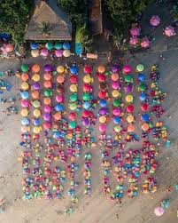 Bali S Colourful And Iconic Sunset Spot By The Shore Who S Missing This Place La Plancha A Thriving Cafe On Mesari Beach At Bali Drone Photography Instagram