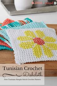 free tunisian crochet pattern simple summer dishcloth