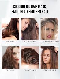 A research study published in the journal of cosmetic science in 1999 found that coconut oil applied to the hair lowered hair damage. Purc 50ml Coconut Oil Hair Mask Repairs Damage Restore Soft Good Or All Hair Types Keratin Hair Scalp Treatment For Hair Care Hair Scalp Treatments Aliexpress