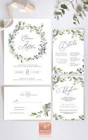 Reese Boho Greenery Wedding Invitation Template Invitation Etsy Boho Wedding Invitation Template Wedding Invitations Boho Wedding Invitation Templates
