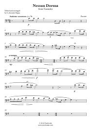 Tu pure, o principessa nella tua fredda stanza guardi le stelle che tremano d'amore e di speranza! Posaune Musiknoten Turandot Nessun Dorma Puccini