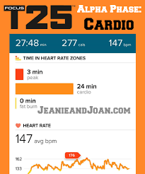 t25 calories burned per workout in the