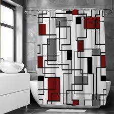 Red And Black Shower Curtain Grey