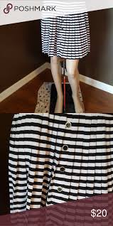 Black And White Striped Pleated Skirt Candies Skirt Size L Black And White Black And White Skirt Skirts Clothes Design