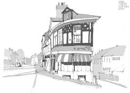 Monochrome Sketch Of Existing Buildings Tunbridge Wells Www Nickhirst Co Uk Architecture Sketch Architecture Drawing Travel Illustration