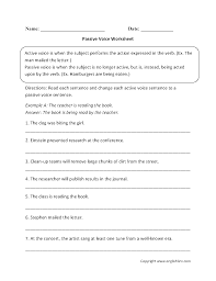 Dogs parents houses books 3. Englishlinx Com Active And Passive Voice Worksheets