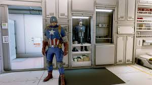 There are two other outfit's you can unlock through the cosmetic vendor but you have to rely on pure chance and hope you have enough units to . Classic Captain America Suit The One He S Currently Wearing Left Vs Iconic Suit One On The Mannequin Display Stand Right Playavengers