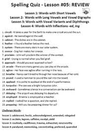 Storytown Grade 6 Unique Spelling Quizzes W Answers Lesson 5 By David