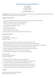 Sample Process Specialist Resume Resume Specialist Process