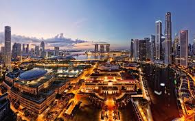 Download Wallpapers 4k Singapore Modern Architecture Evening City Cityscapes Asia Besthqwallpapers Com Paisaje Urbano Ciudades Paisajes
