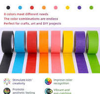 LANNEY Colored Tape for Crafts Rainbow Paper Masking Tapes, 8 Rolls, 1 inch x 14.2 Yards