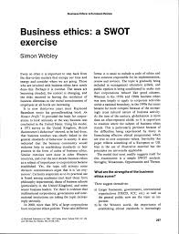 Pdf Business Ethics A Swot Exercise