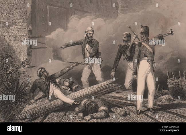 INDIAN MUTINY. Blowing up of the Kashmiri Gate, at Delhi. British India, 1858 Stock Photo - Alamy