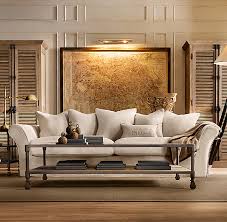 Measure and cut fabric pieces for both the front, sides and back of the sofa. 90 Camelback Slipcovered Sofa