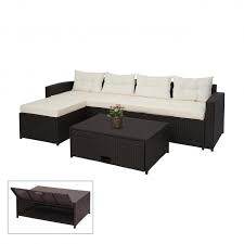 Bewahren sie ihre kunststoffmöbel daher an einem geschützten ort auf. Poly Rattan Garnitur Hwc J34 Balkon Garten Lounge Set Sitzgruppe Sofa Staufach Braun Kissen Creme Beige Von Heute Wohnen