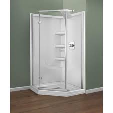 Delta 38 In W X 72 In H Neo Angle Pivot Semi Frameless Corner Shower Enclosure In Chrome 422061 Pc The Home Depot Corner Shower Kits Neo Angle Shower Enclosures Shower Enclosure