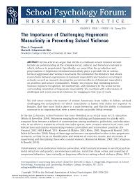 Pdf The Importance Of Challenging Hegemonic Masculinity In Preventing School Violence
