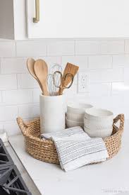 Perfect for storing extra baking and cooking tools. Easy Kitchen Styling Ideas For Your Countertops Tlc Interiors
