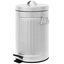 Trash can, 10 liter / 2.4 gallon plastic slim garbage container bin with press top lid, white waste basket for kitchen, bathroom, living room, office, narrow place(white）. 12l Retro Step Bin White At Home