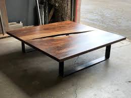 Slab Walnut Square Coffee Table Inward Facing Live Edge Coffee Table Square Coffee Table Slab