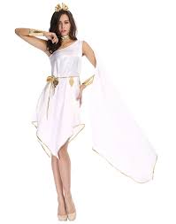 Hde Women S Goddess Halloween Costume Greek Roman Styled Flowing White Gown With Gold Embellishments Walmart Com In 2020 Grecian Goddess Costume Halloween Fancy Dress Outfits Goddess Costume