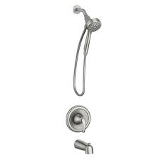 The 7910 faucet is the same model, except that it comes with a side spray attachment. Moen Tiffin Magnetix One Handle 6 Spray Bathtub Shower Faucet With Handheld Showerhead At Menards