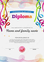 Diploma Color Full Template And Chart Borders Stock Vector