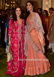 Katrina Kaif And Sister Isabelle Kaif At Ganesh Chaturthi Celebrations Pakistani Outfits Dress Neck Designs Saree Designs