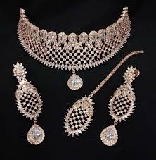 Top Grade American Diamonds Necklace Set Designer Jewellery Necklace Set With Earrings Diamond Necklace Set American Diamond Necklaces Jewelry Design Necklace